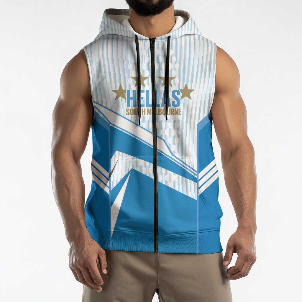 South Melbourne Australia Football Custom Sleeveless Zip Hoodie Come On Hellas