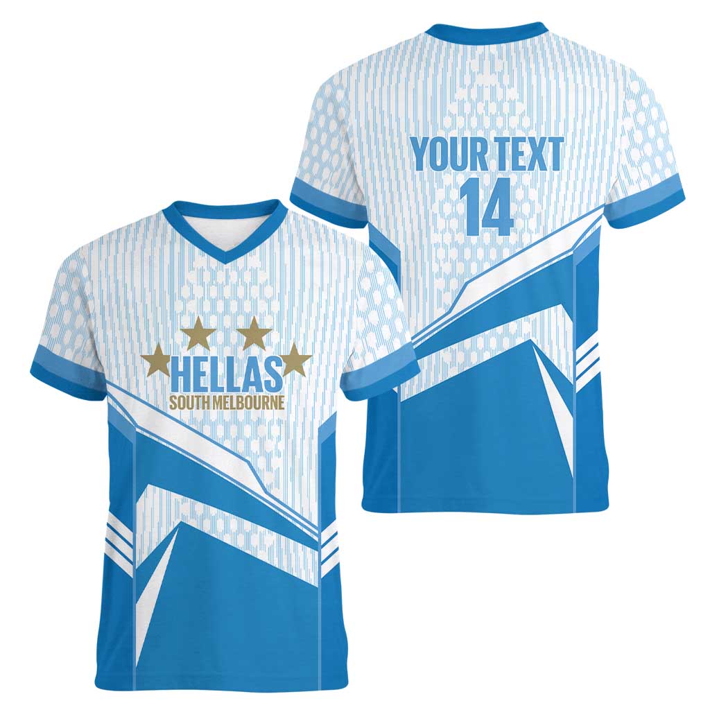 South Melbourne Australia Football Custom Women V-Neck T-Shirt Come On Hellas