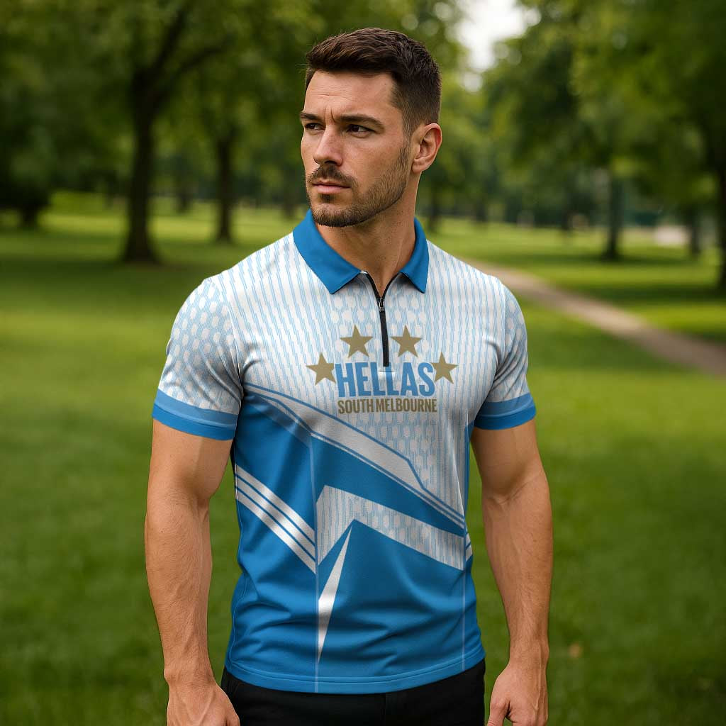 South Melbourne Australia Football Custom Zipper Polo Shirt Come On Hellas
