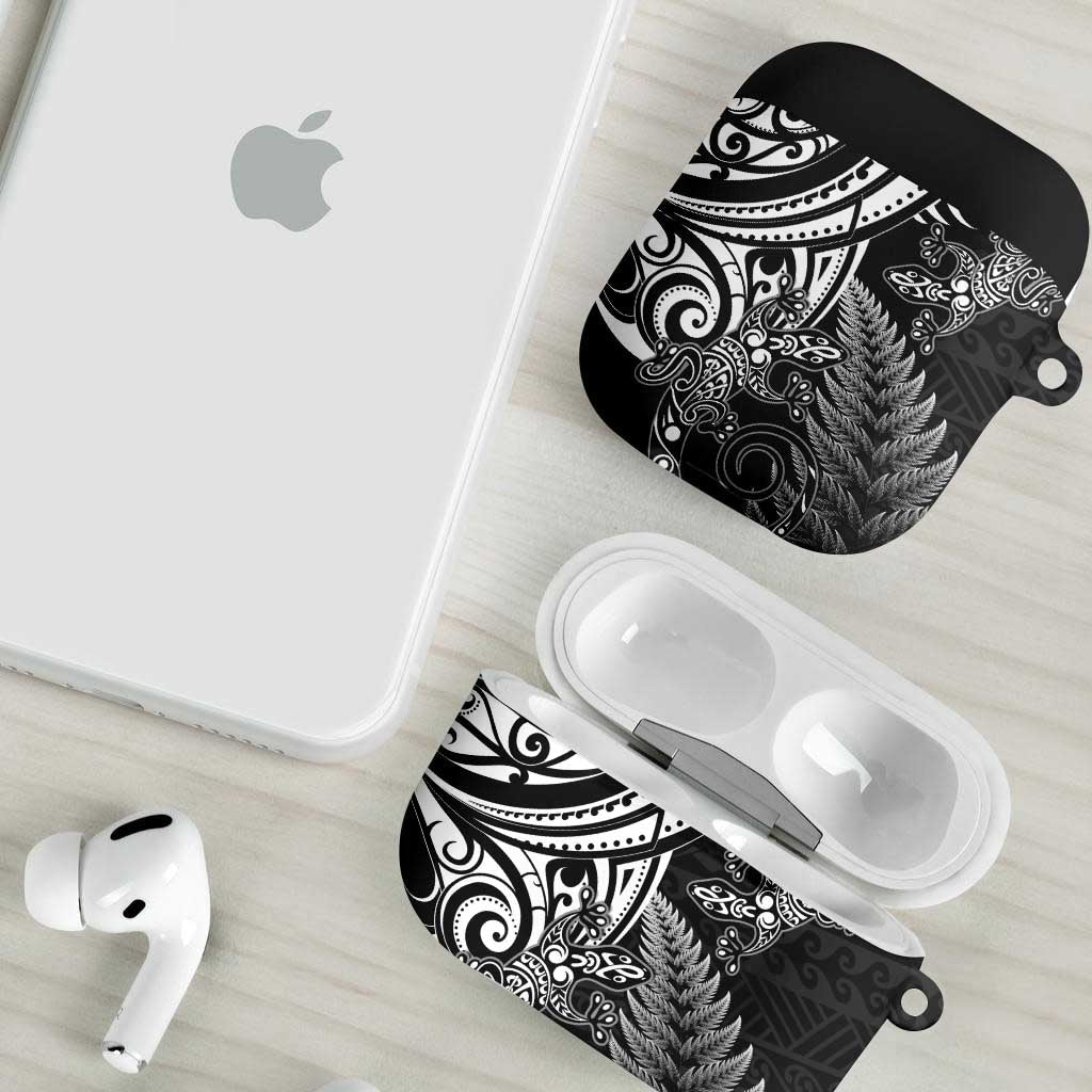 New Zealand Lizard AirPods Case Silver Fern Aotearoa Maori - Aussie Hoodie