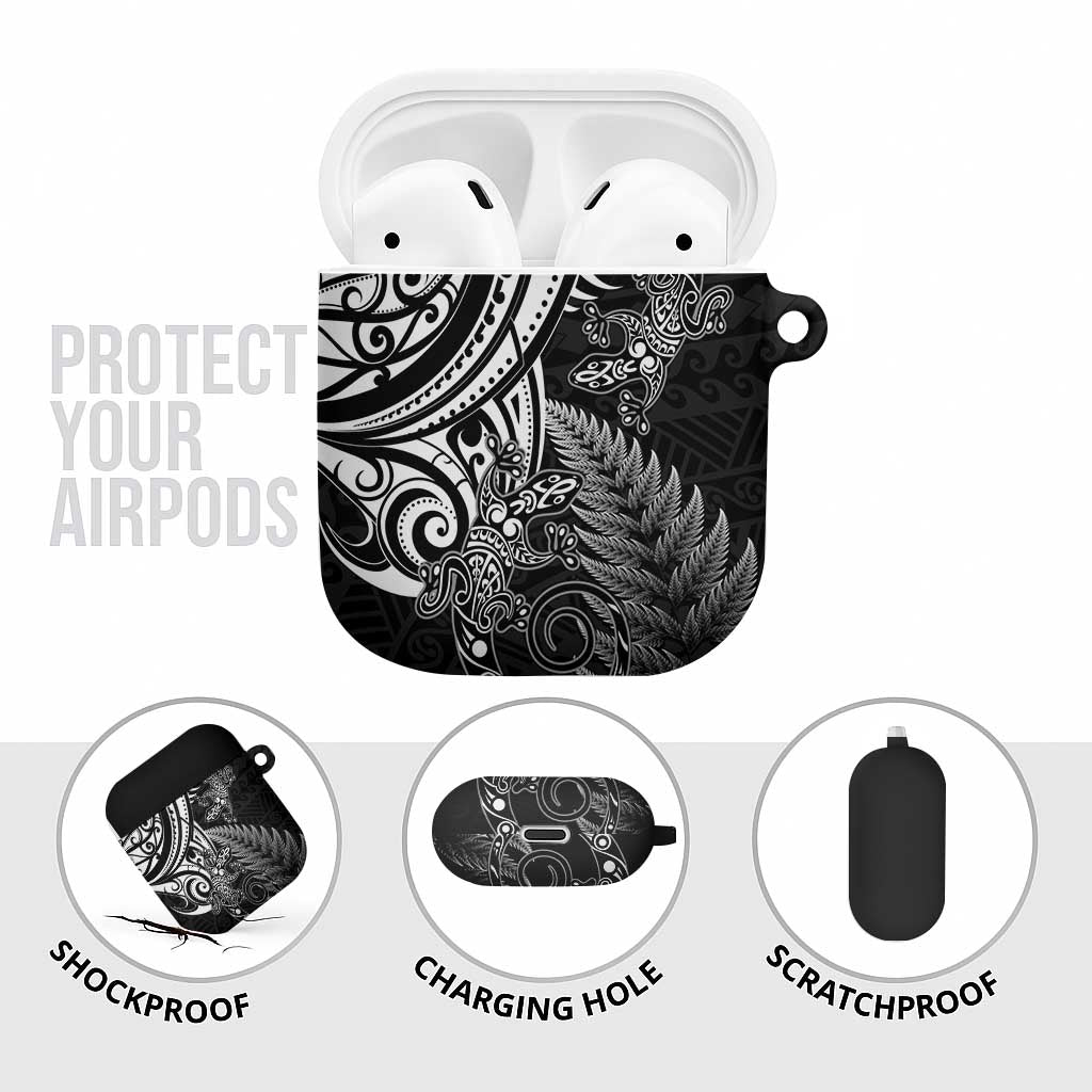 New Zealand Lizard AirPods Case Silver Fern Aotearoa Maori - Aussie Hoodie