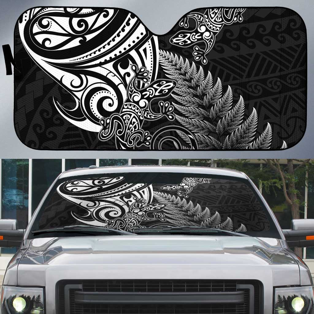 New Zealand Lizard Auto Sun Shade Silver Fern Aotearoa Maori - Aussie Hoodie