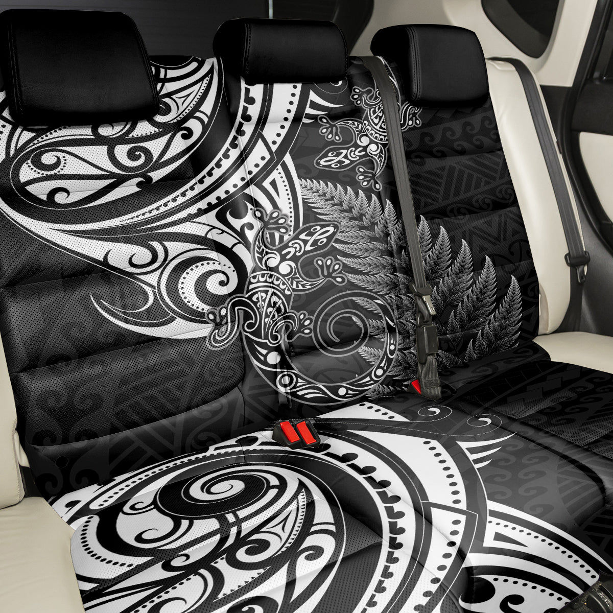 New Zealand Lizard Back Car Seat Cover Silver Fern Aotearoa Maori