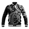 New Zealand Lizard Baseball Jacket Silver Fern Aotearoa Maori