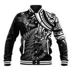 New Zealand Lizard Baseball Jacket Silver Fern Aotearoa Maori