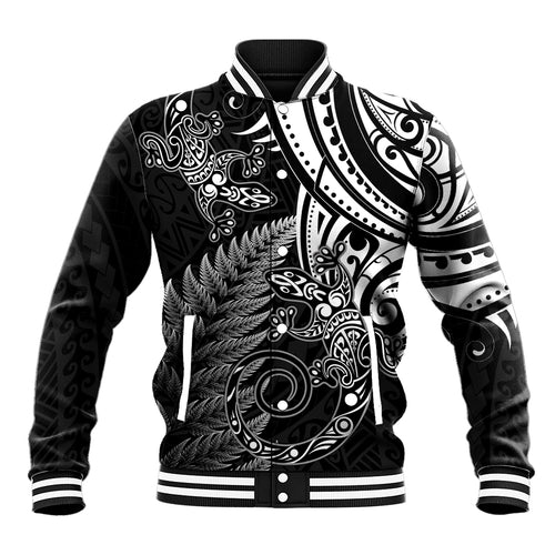 New Zealand Lizard Baseball Jacket Silver Fern Aotearoa Maori
