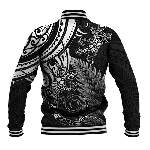New Zealand Lizard Baseball Jacket Silver Fern Aotearoa Maori