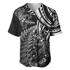 New Zealand Lizard Baseball Jersey Silver Fern Aotearoa Maori