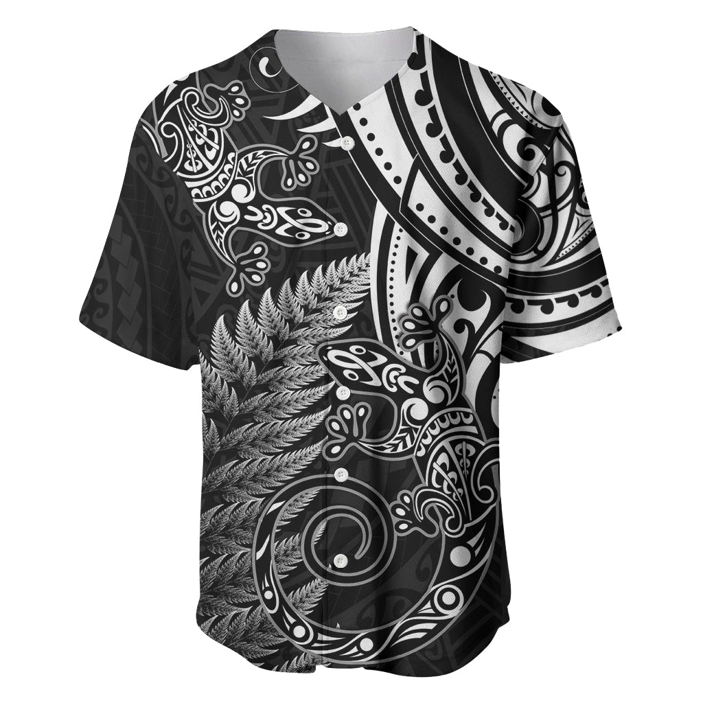 New Zealand Lizard Baseball Jersey Silver Fern Aotearoa Maori
