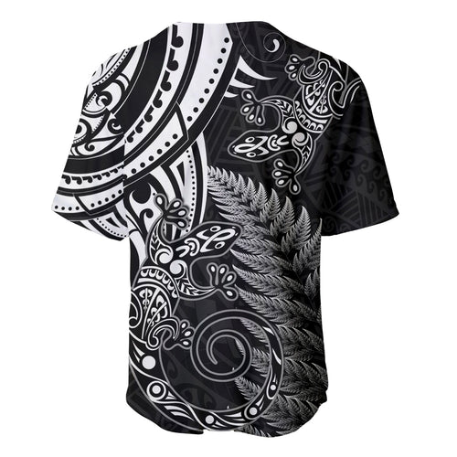 New Zealand Lizard Baseball Jersey Silver Fern Aotearoa Maori