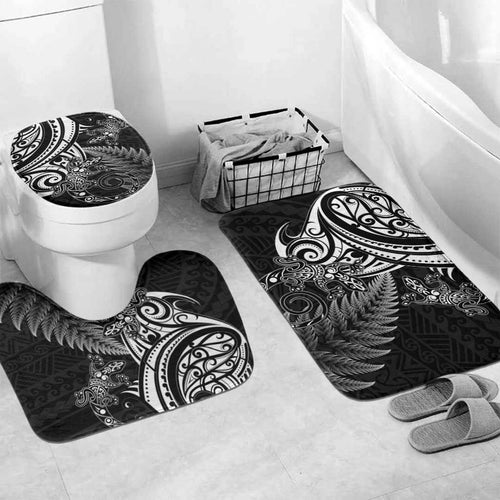 New Zealand Lizard Bathroom Set Silver Fern Aotearoa Maori - Aussie Hoodie