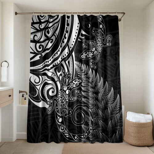 New Zealand Lizard Bathroom Set Silver Fern Aotearoa Maori - Aussie Hoodie