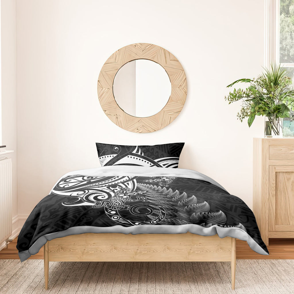 New Zealand Lizard Bedding Set Silver Fern Aotearoa Maori