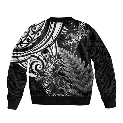 New Zealand Lizard Bomber Jacket Silver Fern Aotearoa Maori