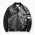 New Zealand Lizard Bomber Puffer Jacket Silver Fern Aotearoa Maori - Aussie Hoodie