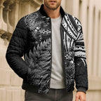 New Zealand Lizard Bomber Puffer Jacket Silver Fern Aotearoa Maori - Aussie Hoodie