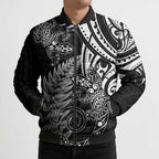 New Zealand Lizard Bomber Puffer Jacket Silver Fern Aotearoa Maori - Aussie Hoodie