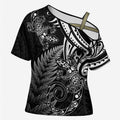 New Zealand Lizard Cross Shoulder Shirt Silver Fern Aotearoa Maori - Aussie Hoodie