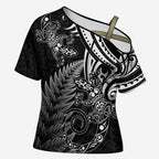 New Zealand Lizard Cross Shoulder Shirt Silver Fern Aotearoa Maori - Aussie Hoodie