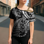 New Zealand Lizard Cross Shoulder Shirt Silver Fern Aotearoa Maori - Aussie Hoodie