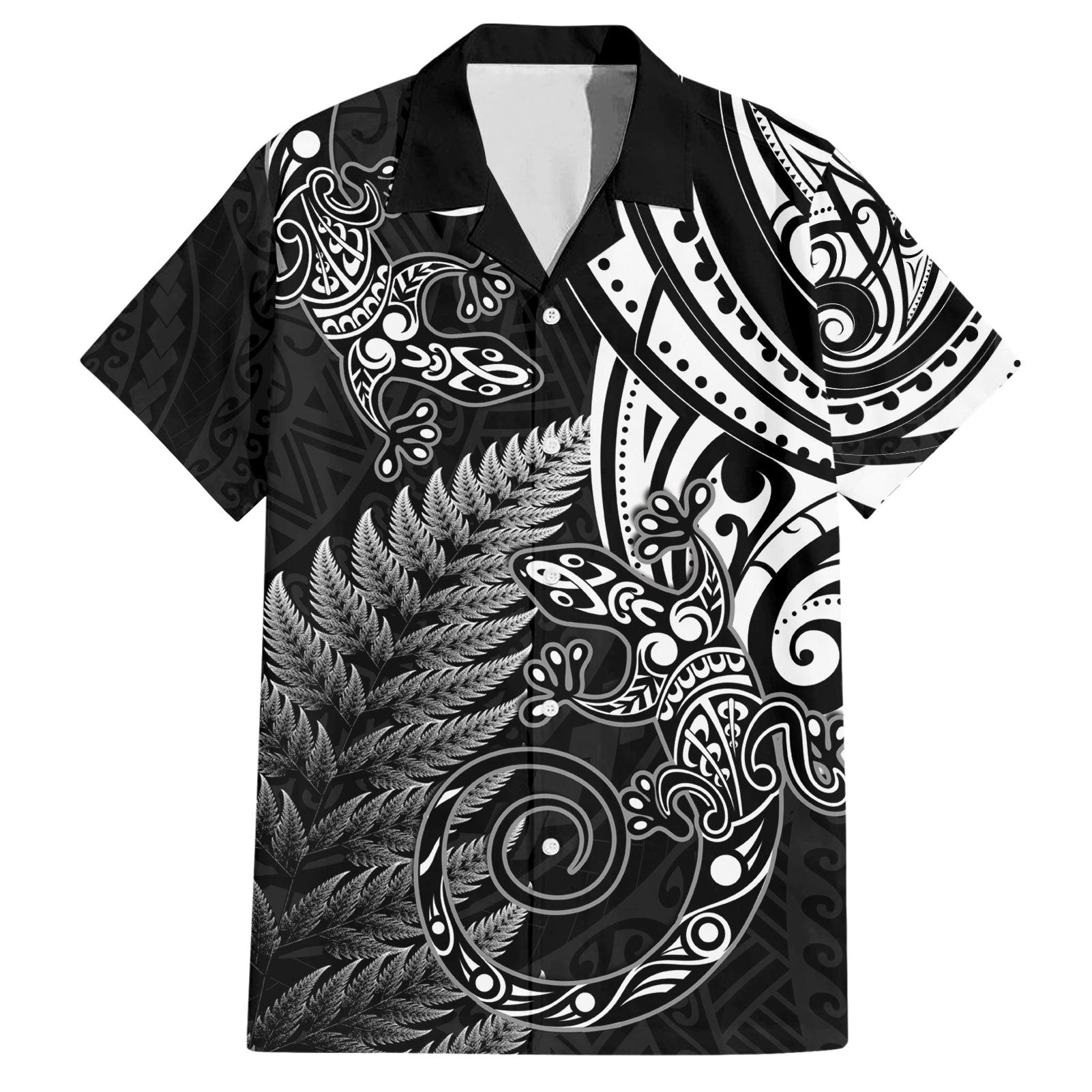 New Zealand Lizard Hawaiian Shirt Silver Fern Aotearoa Maori