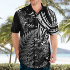New Zealand Lizard Hawaiian Shirt Silver Fern Aotearoa Maori