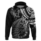 New Zealand Lizard Hoodie Silver Fern Aotearoa Maori