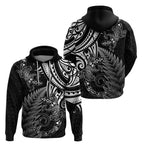 New Zealand Lizard Hoodie Silver Fern Aotearoa Maori
