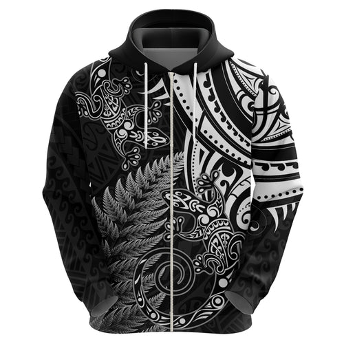 New Zealand Lizard Hoodie Silver Fern Aotearoa Maori