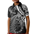 New Zealand Lizard Kid Polo Shirt Silver Fern Aotearoa Maori