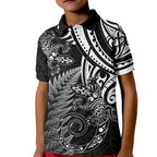 New Zealand Lizard Kid Polo Shirt Silver Fern Aotearoa Maori