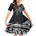 New Zealand Lizard Kid Short Sleeve Dress Silver Fern Aotearoa Maori