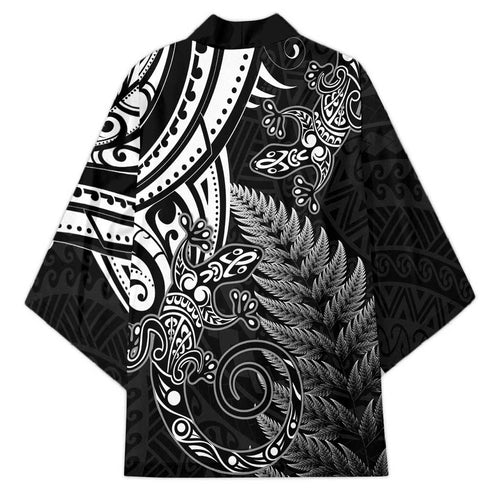 New Zealand Lizard Kimono Silver Fern Aotearoa Maori - Aussie Hoodie