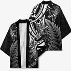 New Zealand Lizard Kimono Silver Fern Aotearoa Maori - Aussie Hoodie