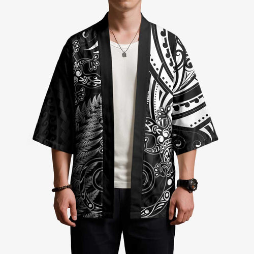 New Zealand Lizard Kimono Silver Fern Aotearoa Maori - Aussie Hoodie
