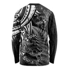 New Zealand Lizard Long Sleeve Shirt Silver Fern Aotearoa Maori