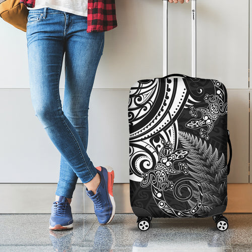 New Zealand Lizard Luggage Cover Silver Fern Aotearoa Maori