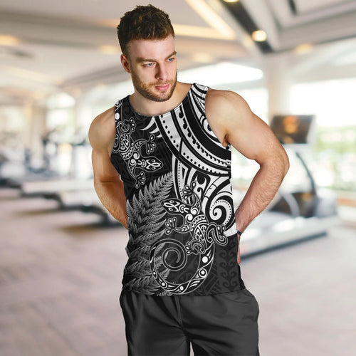 New Zealand Lizard Men Tank Top Silver Fern Aotearoa Maori