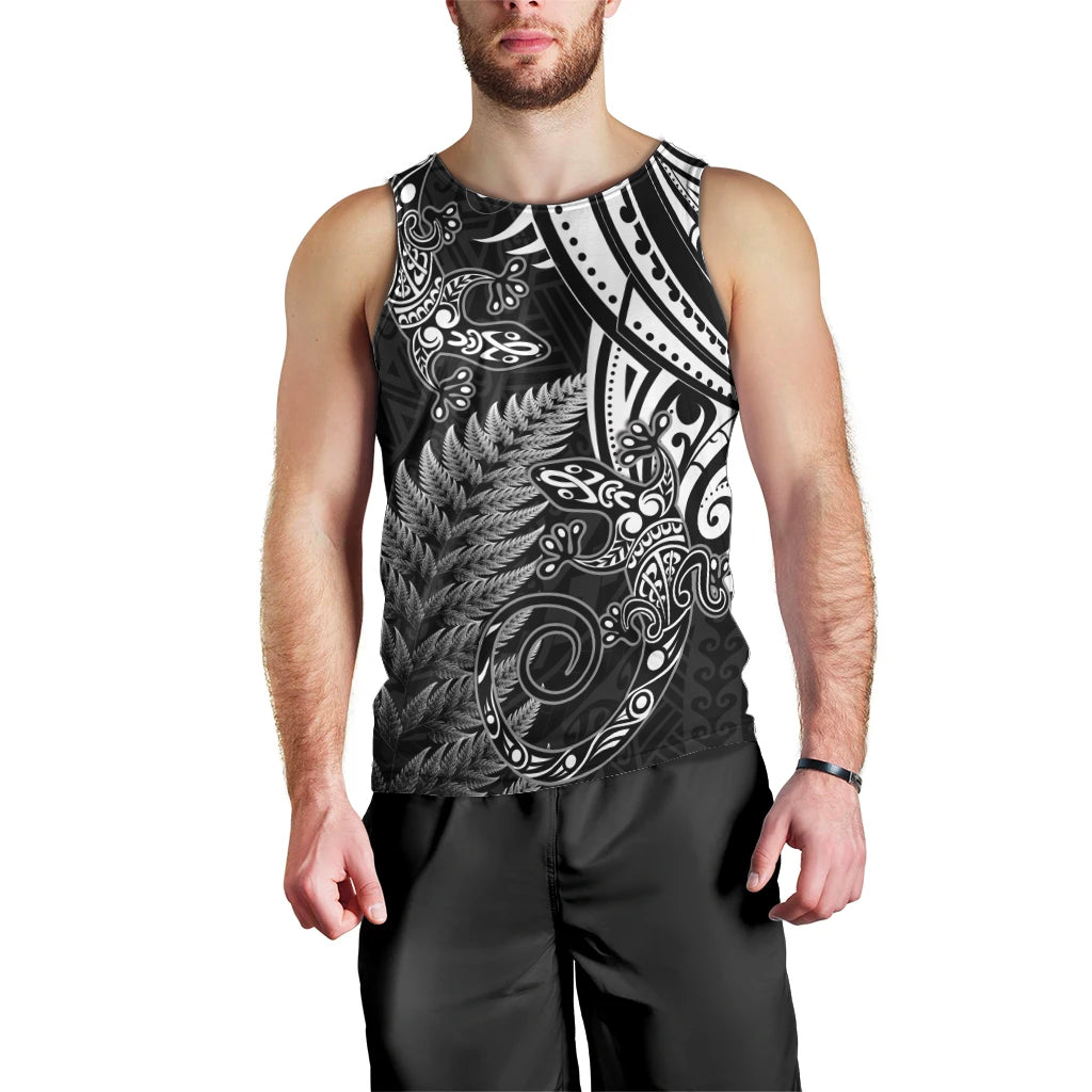 New Zealand Lizard Men Tank Top Silver Fern Aotearoa Maori