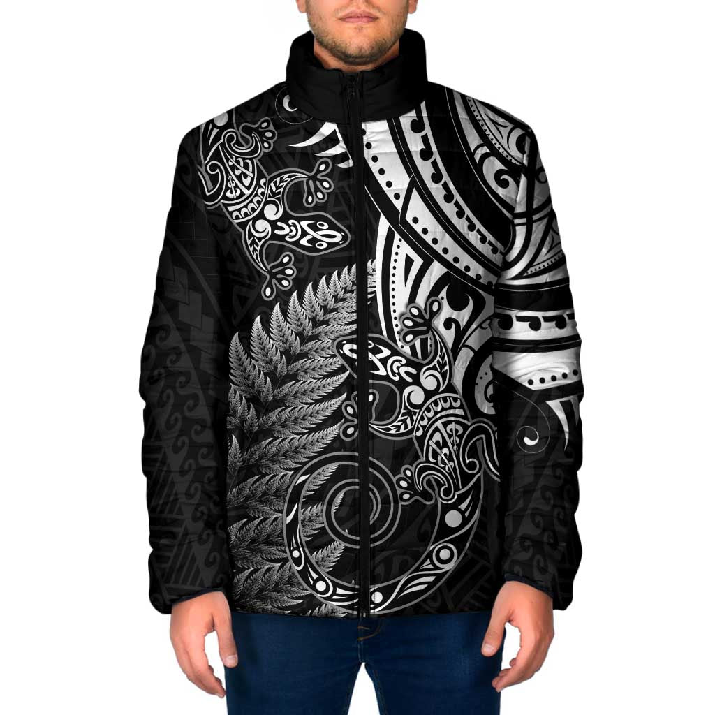 New Zealand Lizard Padded Jacket Silver Fern Aotearoa Maori - Aussie Hoodie