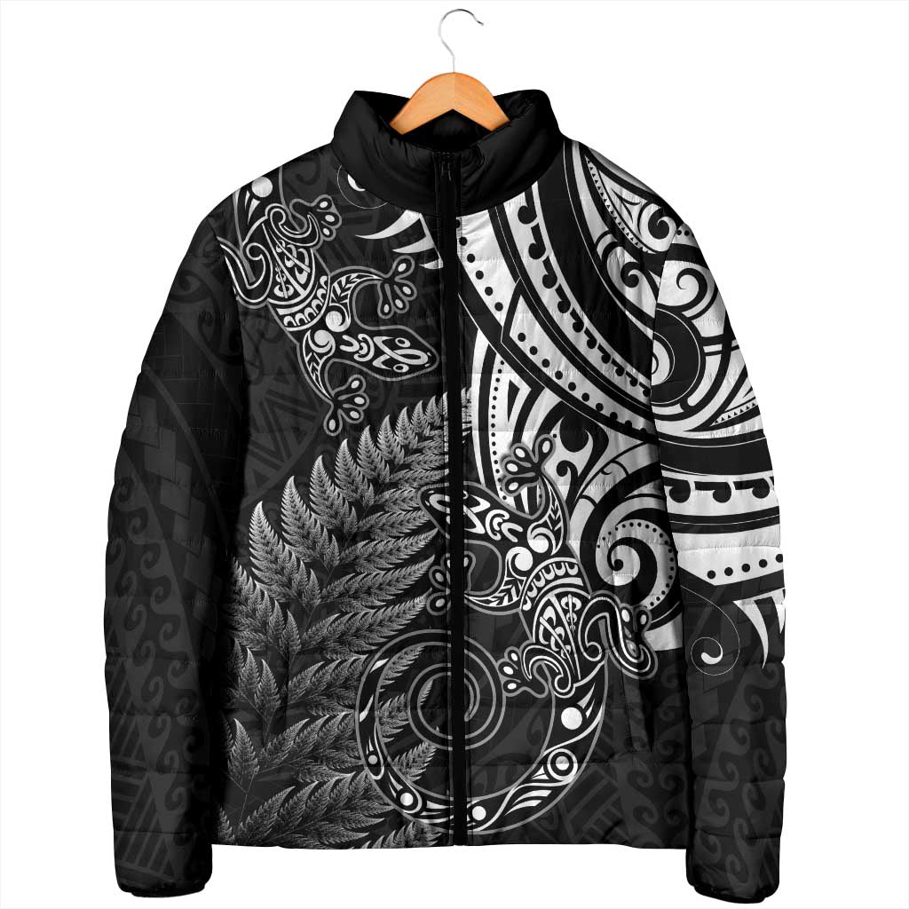 New Zealand Lizard Padded Jacket Silver Fern Aotearoa Maori - Aussie Hoodie