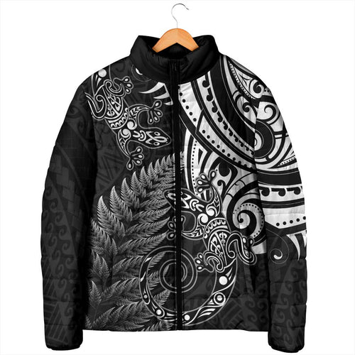 New Zealand Lizard Padded Jacket Silver Fern Aotearoa Maori - Aussie Hoodie