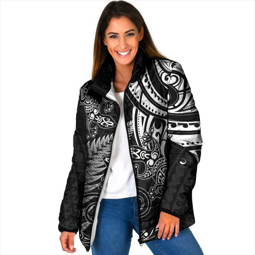 New Zealand Lizard Padded Jacket Silver Fern Aotearoa Maori - Aussie Hoodie