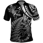 New Zealand Lizard Polo Shirt Silver Fern Aotearoa Maori
