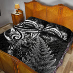New Zealand Lizard Quilt Bed Set Silver Fern Aotearoa Maori