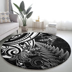 New Zealand Lizard Round Carpet Silver Fern Aotearoa Maori