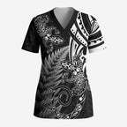 New Zealand Lizard Scrub Top Silver Fern Aotearoa Maori - Aussie Hoodie