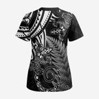 New Zealand Lizard Scrub Top Silver Fern Aotearoa Maori - Aussie Hoodie