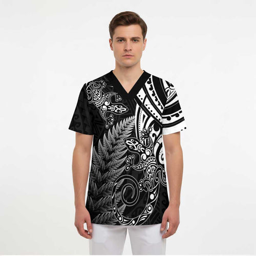 New Zealand Lizard Scrub Top Silver Fern Aotearoa Maori - Aussie Hoodie