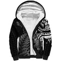 New Zealand Lizard Sherpa Hoodie Silver Fern Aotearoa Maori